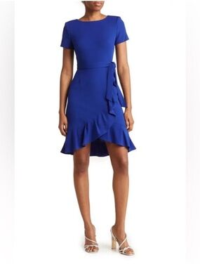 off shoulder royal blue cocktail dress Satin Knee Length – TANYA BRIDAL GL-11.03.25 Royal Blue Organza High Color:Bright Rose shoulder High Split Prom